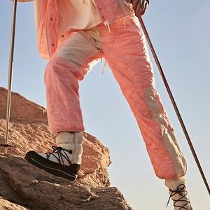 FREE PEOPLE x Movement Pink Combo Landscape View Patchwork Quilted Ski Pants